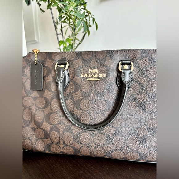 🆕 Auth. COACH Brown and Black Monogram Bag - Picture 7 of 13